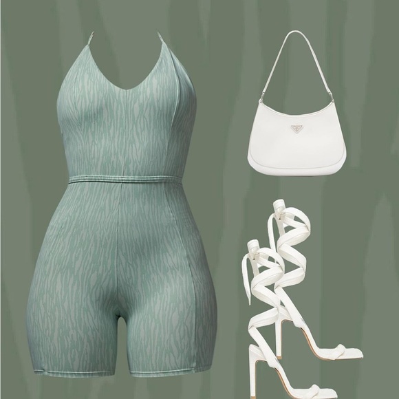 Mint zebra jumpsuit 2x plus size - Picture 4 of 7